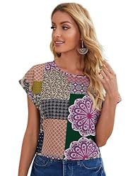 Floerns Women's Short Sleeve Business Casual Tops