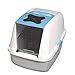 Catit Hooded Cat Litter Pan, White/Blue primary