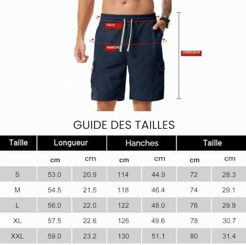 Shorts Homme Casual Court Shorts en Velours avec Cargo Poches