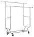 Finnhomy Commercial Grade Adjustable Double Rail Rolling Garment Rack, Heavy Duty Extensible Clothing Hanging Rack with Lockable 4-Inch Industrial Wheels, Chrome