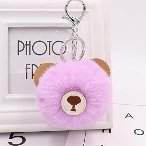 Amazon Co Jp キーホルダー ぬいぐるみかわいいクマの毛皮ボールキーチェーンかわいいファッションキッズぬいぐるみ人形ポンポンソフトふわふわチャームへの贈り物 Color Violet ホーム キッチン