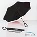 Windproof Double Layer Inverted Umbrella By Brellax - Inside Out Reversible, Folding Umbrella For UV & Rain Protection - C Shape Hands Free Handle - For Car Use - With Carrying Bag