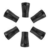 Xmifer Black Rubber Trekking Pole Tip Protectors - Diamond Pole Replacement Tips - Fits All Standard Hiking/Trekking/Walking Poles (6 PCS)