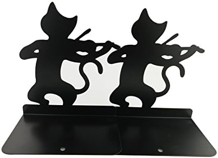 Cute Lovely Funny Lazy Cat Playing Music Nonskid Thickening Iron Library School Office Home Study Metal Bookends Book End (Violin)