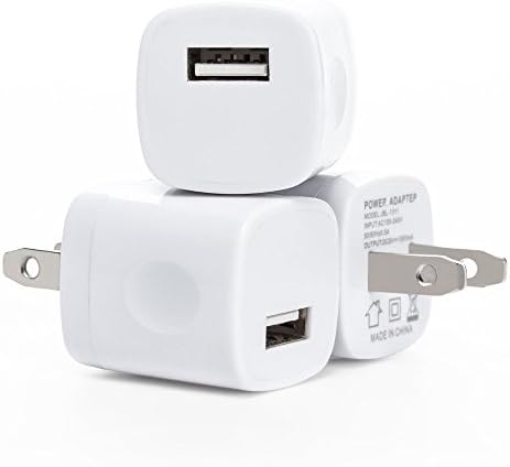 Wall Charger, 3 Pack Universal Portable USB Power Adapter Plug Outlet for iPhone 7 / 6S / Plus, Samsung Galaxy, Motorola, HTC, Other Smartphones (White)