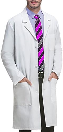 VOGRYE Professional Lab Coat for Women Men Long Sleeve, White, Unisex XXS-4XL