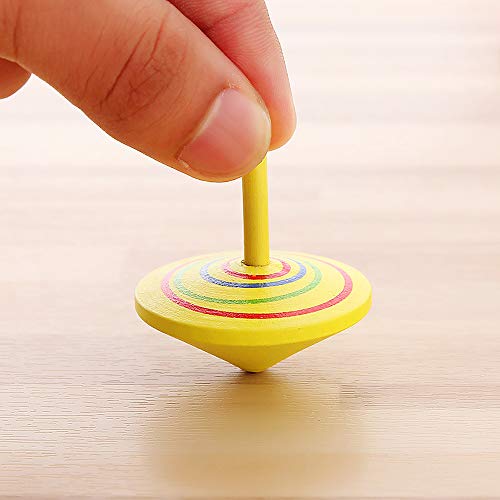 10 Pcs/set Handmade Painted Wood Spinning Tops, Kids Novelty Wooden Colorful Gyroscopes Toy, Assorted Standard Tops, Flip Tops, kindergarten education Toys - Great Party Favors, Fun, Gift, Prize