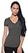 4 Pack Zenana Women's Basic V-Neck T-Shirt Med Black, Charcoal, H Gray, Navy