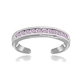 Hoops & Loops Sterling Silver Pink Channel-Set Cubic Zirconia Toe Ring