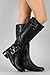 Soda Women's Faux Leather Buckle Knee High Riding Boot