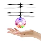 Flying Ball, YKS Children Flying Toys, RC infrared Induction Helicopter Ball Built-in Shinning Color Changing LED Lighting for Kids, Teenagers (Red)