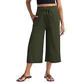 TARSE Wide Leg Cropped Palazzo Pants for Women Culottes with Pockets Summer Gaucho Pants