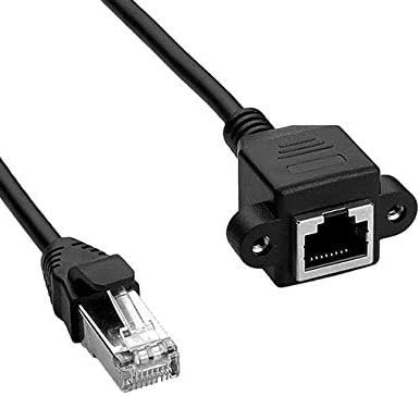 Cat6 Extension Cable, Haokiang Ethernet RJ45 Male to Female Connector Network Extension Cable (1ft with Ear)