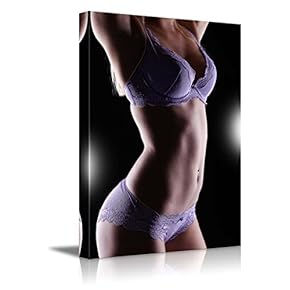 Canvas Prints Wall Art - Sexy Purple Lace Lingerie Model - 12" x 18"
