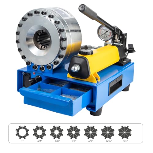 Hydraulic Hose Crimper for Crimping 1/4 in -1 in R1 and R2 Hydraulic Hose with 8 Sets Dies