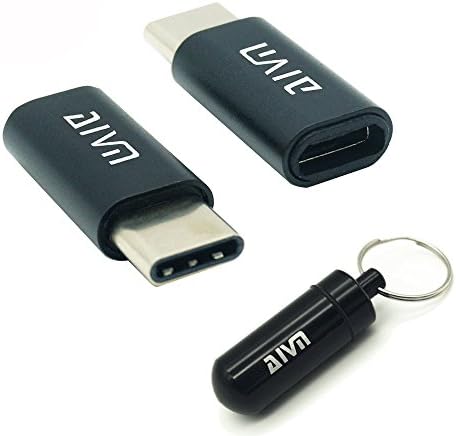 AIVN USB-C to Micro USB Adapter with Aluminum case Convert Connector for USB Type-C Devices Including MacBook, ChromeBook Pixel, Nexus 5X, Nexus 6P, Nokia N1 Tablet and More (Black-2PACK)