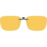 CAXMAN Night Driving Glasses Clip On Night Vision Glasses HD Polarized Yellow Lens Compact Fit Non-Flip Up