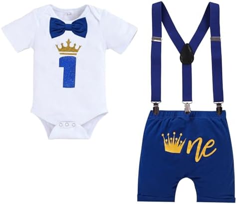 GRNSHTS Baby Boys 1st Crown Birthday Clothes Toddler Boy Gentleman