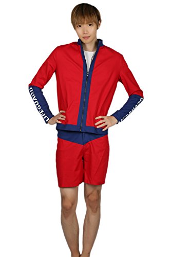 Mitch Buchannon Costumes - Mitch Costume Red Blue Shirt Pants Slim Adult Cosplay Fashion Outfit