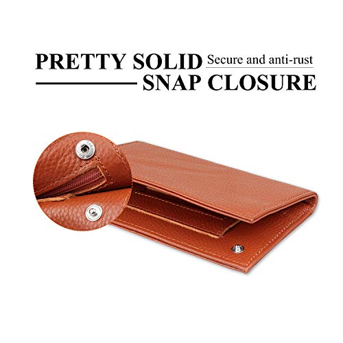 Kosibate Premium Genuine Leather Hookah Cigarette Tobacco Pouch Case W/Rolling Tip Paper Holder Slot Christmas Xmas Gift (Brown)
