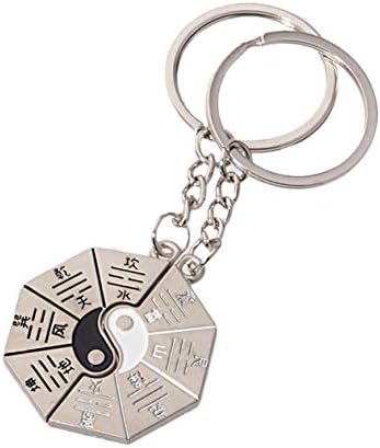 1 Set (2 Pcs/Set) Feng Shui Yin Yang Amulets Taoism Tai Chi Gossip Keyring Pendant Teenagers Bottle Opener Love Heart Key Tag Famous Popular Pocket Girls Bag Car Keychains