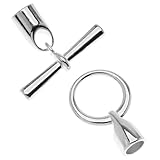 Silver Plated Large Glue-In Toggle Clasp - Fits 6.2mm Cord (2 Sets)