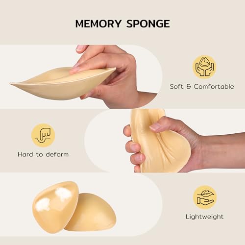 Niidor Bra Inserts, Double-sided Sticky Bra Pads Inserts Silicone, Push Up Bikini Padding Inserts Reusable, Stick on Bra Pads