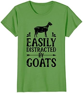 Womens Easily Distracted By Goats Funny Goat Lover Gifts T Shirt Large Grass