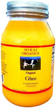 Grass-fed Organic Ghee (Clarified Butter), From Cow's Milk - 32 Fl oz, Made in USA - by Miraj International LLC