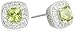 Amazon Collection Sterling Silver Cushion Cut Birthstone and Created White Sapphire Halo Stud Earrings