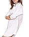 Richlulu Womens Boyfriend Style Lapel Casual Frock Longline Shirt Dress Blouse(L,White)