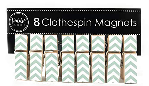 Loddie Doddie 8 Count Clothes Pin Magnets | Chevron- Teal. Perfect for Office Decor and Classrooms