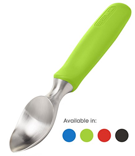 Professional Stainless Steel Ice Cream Scoop by BALCI - No-Thaw Hard Ice Cream Scoop - Dishwasher Safe - Non-Slip Rubber Grip Ice Cream Scooper Spade