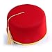 Red Fez Hat - Red with Gold Tassel & Trim - Costume Accessory