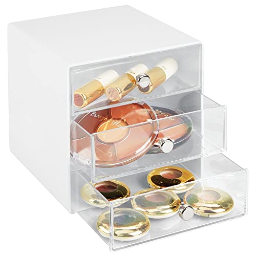 mDesign Plastic 3 Drawer Organizer for Makeup Storage Stackable