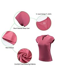 ANIVIVO - Camiseta de tenis para mujer, manga corta, cuello en V, para correr