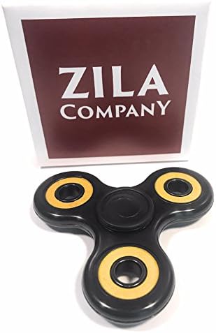 ZILA COMPANY- Tri Fidget Spinner Focus ADHD Fidget Toy EDC Black with Yellow High Speed Bearings Acrylic ADHD, OCD, Anxiety, Stress, Relaxtion, and FUN