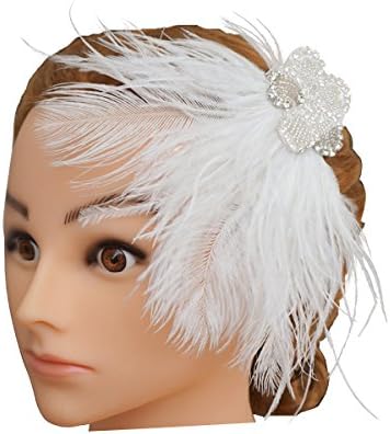 Blank K Wedding Bridal Bandeau Hair Dress,Flapper 1920's Bridal Hair Clip,Derby Mini Hats (Flower White)