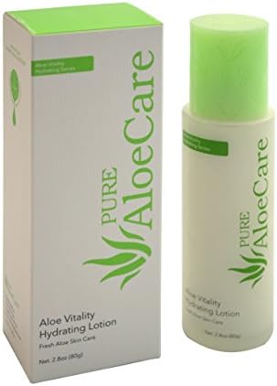 PURE AloeCare Organic Aloe Vitality Hydrating Lotion, Light and Easily Absorbed, Penetrates Skin's Barrier to Supply Long Lasting Moisture and Nutrients, 2.8 oz (80g)