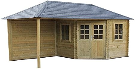 Fonteyn Gartenhaus Blockhutte Eline Pyramidendach 480 X 240 Cm Hochdruck Impragniert Amazon De Garten