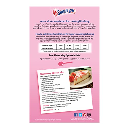 Sweet’N Low ZeroCalorie Sweetener, Contains Saccharin, Sugar
