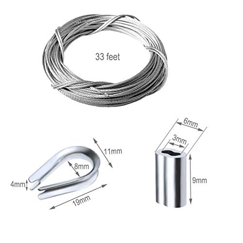 Amadget Stainless Steel Wire Rope, 316 Marine Grade Cable Railing Kit, Aircraft Wire Rope & Picture Hanging Kit for Railing, Decking, DIY Balustrade, Boat Marine Hardware (1/16" x 33 Feet)