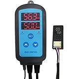 Inkbird AC 110V Digital Pre-wired Outlet Dural Stage Humidity Controller with Sensor, Dehumidification Humidifaction Control for Humidifier Dehumidifier Greenhouse Reptile Exhaust Fan Charcuterie