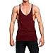OA Men's Stringer Cotton Tank Tops Raw Edge Vest Wine Red L