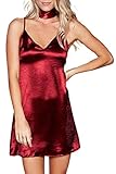 Simplee Apparel Women's Sexy Spaghetti Strap Backless Satin Sleepwear Chemises