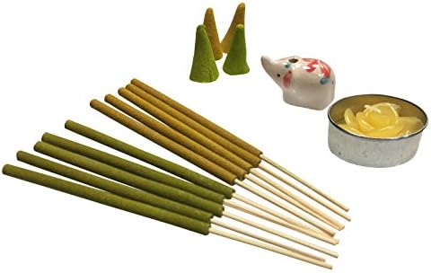 Just Contempo Aromatic Scented Incense Gift Set, Yellow, Sticks, Lemon & Jasmin Kit, 14 x 9 x 3 cm