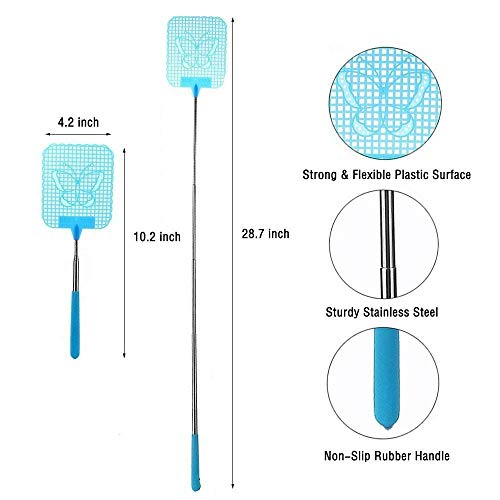 Yaphetss 3pcs Strong Flexible Manual Swat Durable Telescopic Handleï¼ŒPocket Extendable Fly Swatter, Travel Partnerã€‚