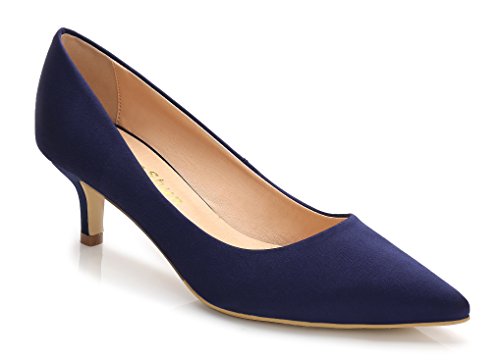 Comeshun Womens Shoes Blue Slip On Kitten Comfort Kitten Heels