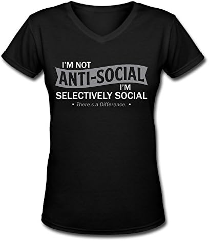 War Game 76 Anti Social Design Women Black XX-Large V-neck T-Shirt