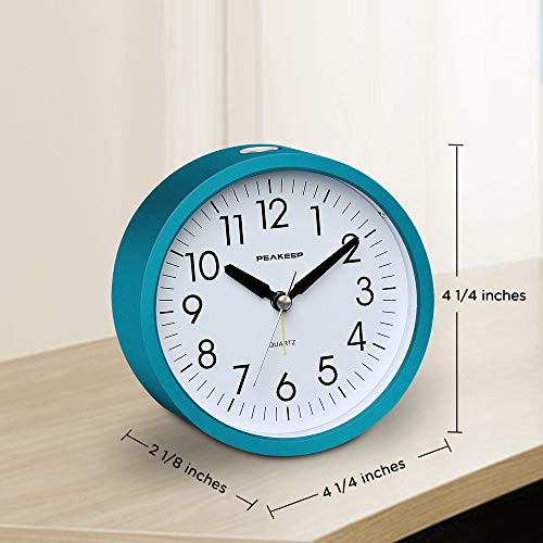 Peakeep Battery Operated Alarm Clock Silent Non Ticking, Gentle Wake